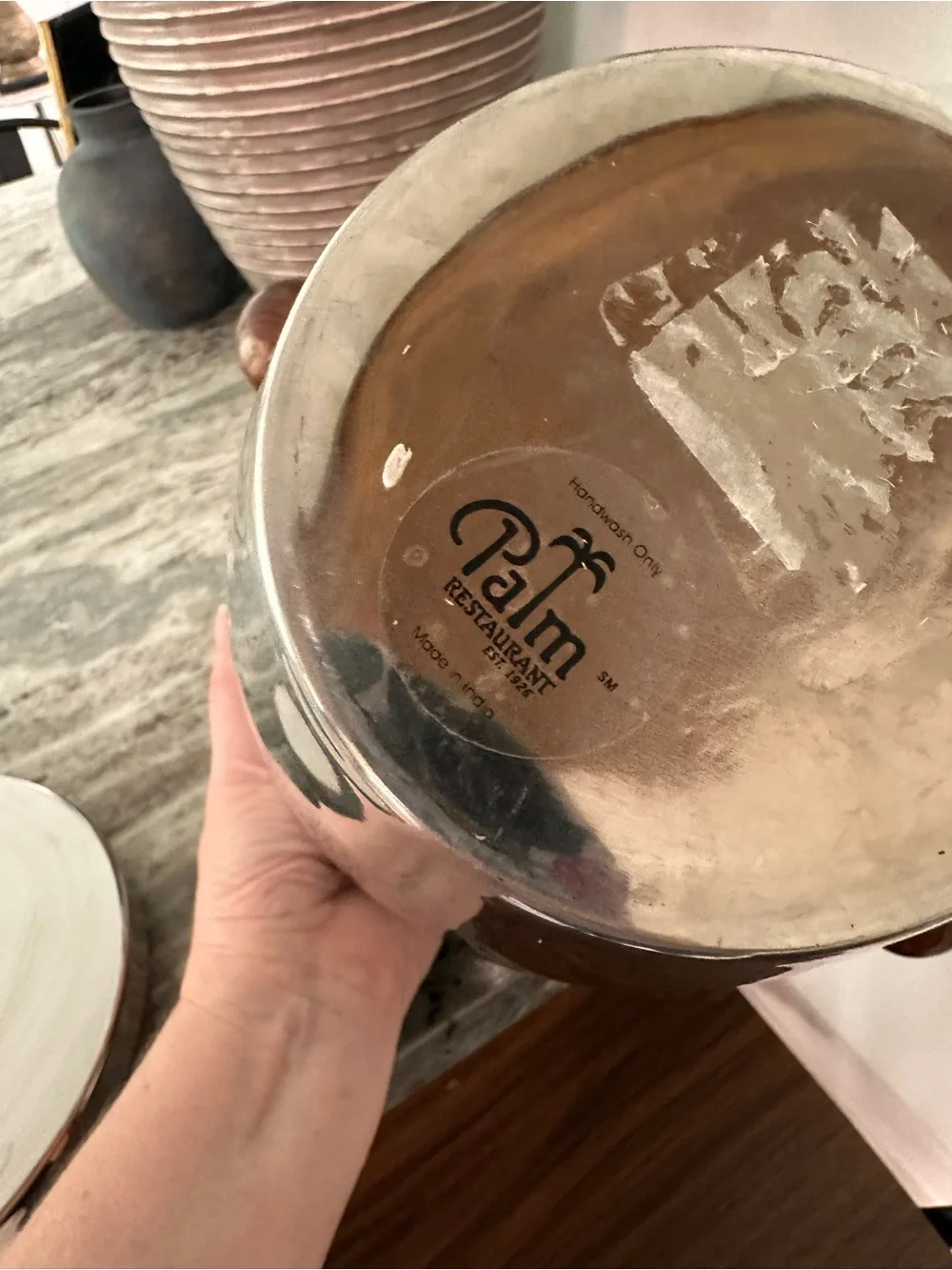 MCM Ice Bucket with Wood Accents